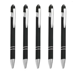 5pcs Ergonomic Handle Ballpoint Pen 0.7mm Fine Household Stationery Push Button Writing Smooth Non Slip Grip Black Ink
