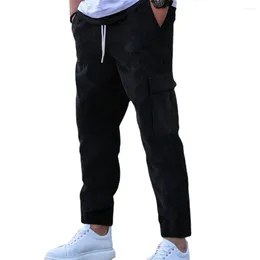 Men's Pants Trousers Medium Waist Active Overalls Autumn Pocket Polyester Regular Comfort Slight Stretch Comfortable