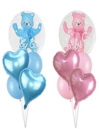 4D Transparent Baby Boy Girl Blue Pink Bubble Balloon Bear Foil Balloons Kids Birthday Gender Reveal Baby Shower Decorations3792998