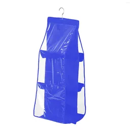 Storage Bags 6 Pockets Transparent Shelf Bag Hanging Handbag Organizer Holder Wardrobe Closets Dustproof Closet