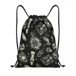 Shopping Bags Magical Mystical Witch Drawstring Backpack Men Women Lightweight Spooky Witchy Gym Sports Sackpack Sacks For Travelling