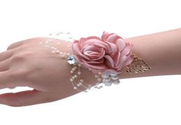 New Beautiful Silk Ribbon Colorful Wedding Wrist Flower Bride Bridesmaids Wrist Corsages Bridal Wrist Bouquets Women Artificial Fl6938072