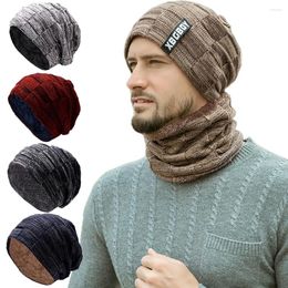 Bandanas Winter Hat Pullover Scarf Set Padded Thickened Neck Warm Woollen Cap Men Outdoor Climbing Hiking Windproof Knitted Headwear