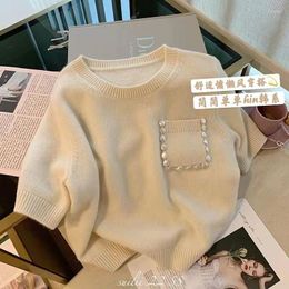 Women's T Shirts Thin Y2k Top Graphic Oversized Tees Harajuku Aesthetic Ice Silk Short Sleeved Knitted Sweaters Ropa Mujer Grunge 2024