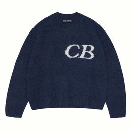 Men's Sweaters Cb Niche Trendy Brand Minimalist Letter Jacquard Loose and Lazy Style Men Women Couple Round Neck Sweater Knitted Set