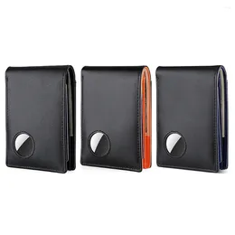 Wallets Genuine Leather Air Tag Wallet Anti-Lost Swipe Holder Purse Finder Locator Anti-theft Portable For Father Days Gifts