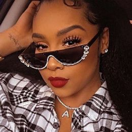 2023 New Diamond Half Frame Trend Personalized Fashion Women's Cat Eyes Sunglasses