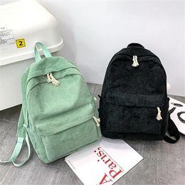 Bags Fashion Striped Women Backpack Soft Fabric Backpack Female Corduroy Design School Backpack For Teenage Girls Dropshipping 30#