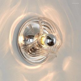 Wall Lamps Modern Transparent/Smoke Grey Glass Lamp Aisle Bauhaus Wavy Dining Room Bedroom Lights
