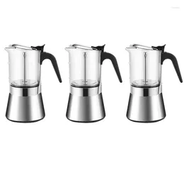 Water Bottles Crystal Glass Top Stovetop Espresso Coffee Maker Moka Pot Kettle Stainless Steel Classic Italian Percolator