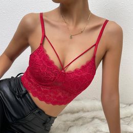 Women's Tanks Sexy Lace Bustier Backless Suspenders Corset Summer Camis Strap Fashion Chic Night Out Cami Crop Tops Partywear