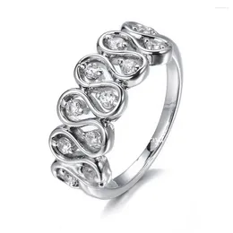 Cluster Rings Emmaya Interesting Design Crooked Rivers Shape With Round Zirconia Three Colours For Female Fascinating Ring In Wedding