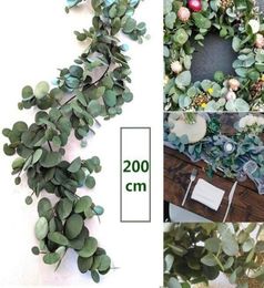 2m Artificial Fake Eucalyptus Garland Long Silk Eucalyptus Leaf Plants Greenery Wedding Backdrop Foliage Arch Wall Decor7831943