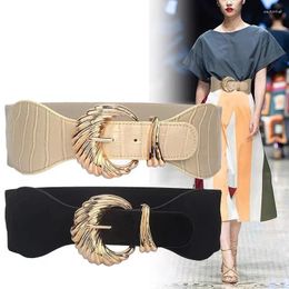 Belts Fashion Wide Waist Seal Elastic Band Big Gold Buckle Belt Ladies Decoration Coat Sweater Girdle Cummerbunds Gift