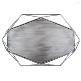 Tea Trays Geometric Jewellery Plate Tray For Cake Fruit Dessert Dish Silver