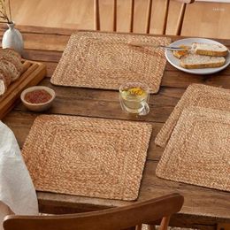 Table Mats 2pcs Mat Natural Jute Square Braided Dining Placements