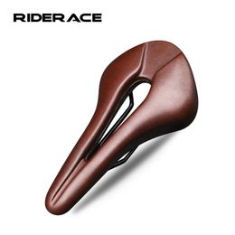 Saddles Bicycle Saddle Pu Leather Hollow Breathable Mountain Bike Seat Soft Onepiece Comfortable Racing Cushions Cycling Accessories