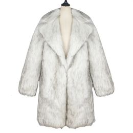 Winter Slim Faux Fur Coat Men Windproof Windbreaker Side Sewn Pocket Casual Solid White Single Breasted Lapel Fur Coat 240113