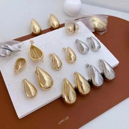 Stud Earrings 5 Pairs Glossy Smooth Copper Water Drop Half Empty Style Metal 18K Gold Plated Jewelry