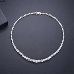 Top Sell Bride Tennis Necklace Sparkling Luxury Jewelry 18k White Gold Fill Round Cut Topaz Cz Diamond Gemstones Ins Women Pendant for Lover Gift