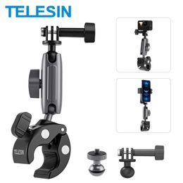Cameras TELESIN Motorcycle Cycling Crab Claw Clip Magic Arm 360° Adjustment Super Clamp 1/4" Screw For GoPro 11 10 Insta360 DJI Action2