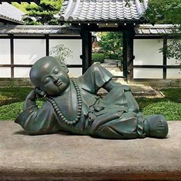 Garden Decorations Design Toscano EU22736 Resting Serene Baby Buddha Statue Verdigris Outdoor For Yard