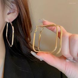 Hoop Earrings Simple Geometric Metal For Women Cute Big Square Daily Party Wedding Fashion Jewellery Gift