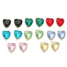 Pendant Necklaces 5Pcs Stainless Steel Glass Crystal Heart Double Hole Charms Pendants For DIY Jewellery Bracelets Connectors Wholesale