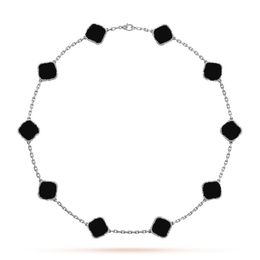 10 Diamant Halskette Mode Klassiker Klee Halskette Charm 18K Roségold Silber verteiltes Achatanhänger für Frauen Mädchen Valentiner Verlobungsdesigner Schmuck Geschenk DPQN