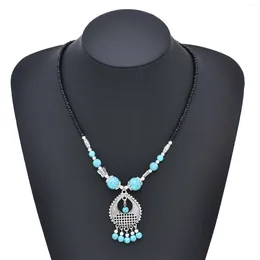 Pendant Necklaces Bohojewelry Store Bohemian Style Blue Green Turquoise Beaded Tassel Front Headwear Women's Hair Jewellery