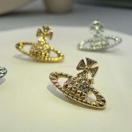 vivianeism westwoodism earrings earrings Queen Mother Saturn Earrings 925 Silver Needle Earrings Premium Diamond Setting Jewellery