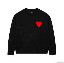 Paris Fashion Mens Designer Amies Knitted Sweater Amis Embroidered Red Heart Solid Colour Big Love Round Neck Short Sleeve a t Shirt for Men 1hku 7vov