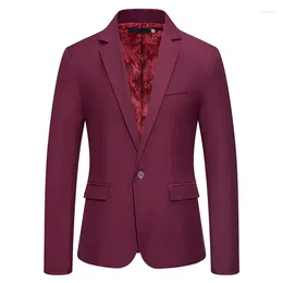 Men's Suits Wine Red Paisley Lining Dress Blazer For Men Formal Business Wedding Tuxedo Suit Coat Fashion Party Prom Dinner Banquet Clothing