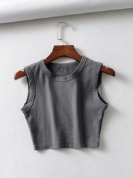 summer vintage white crop tops women biker black punk sexy tank top korean streetwear cropped sleeveless top