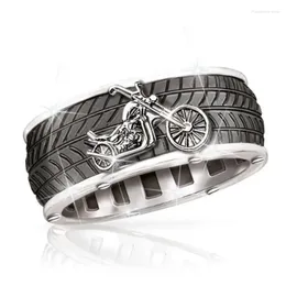 Cluster Rings Personality Creative Temperament Tire Texture Motorcycle Ring Female Ins All-matching Alloy Boys Day Jewelry