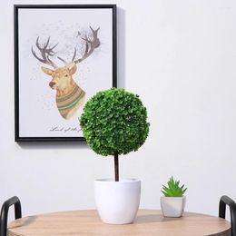 Decorative Flowers 2 Pcs Artificial Bushes Outdoors Plastic Flower Ball Spherical Tree Plants Office