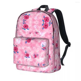 Backpack Flower Pattern Vintage Floral Pink College Backpacks Student Unisex Casual School Bags Custom Big Rucksack