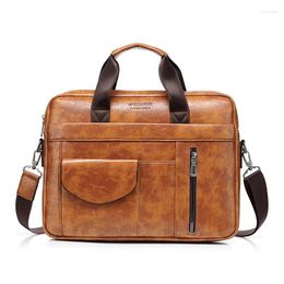 Briefcases TopFight 2024 Men Briefcase Bag For 14 Inch Laptop Business Travel Bags Handbags Leather Office Shoulder Man