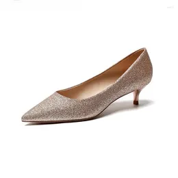 Sandals Fashion Slip-On Elegant High-heeled Ladies Wedding Shoes Party Women Pumps Pointed Toe Metal Bling Lady