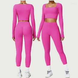 Active Sets 2 Piece Set Winter Workout Leggings High Waist Woman Gym Top Clothing Suit For Fitness Joggings Yoga Push Up Cycling