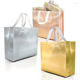 Storage Bags Light Luxury Non-Woven Fabric Shopping Plated Aluminium Film Gift Packaging Tote Rose Gold Silver Clothes Store Handbag
