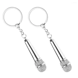 Keychains 2pcs Microphone Key Charm Pendant Decoration Bag Decor Accessory