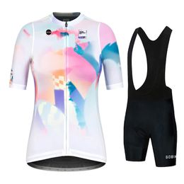 SALEXO Summer Womens Cycling Jersey Bib Shorts Sets Wear Racing Bike Clothing Kits Feminino Bicycle Clothes Suits Riding 240113