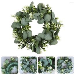 Decorative Flowers Artificial Grass Ring Layout Wreath Simulation Eucalyptus Green Wreaths For Front Door Flower Hanging Decor Plastic