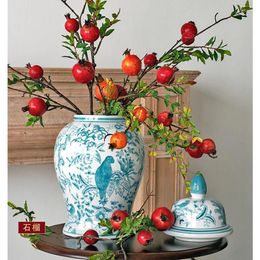Bottles Green White Temple Jar Vase Parrot Flower Pomegranate Porcelain Ginger With Lid Garden For Flowers