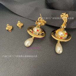 vivianeism westwoodism earrings earrings 3D Saturn Water Drops Earrings for Pearl Saturn Earrings