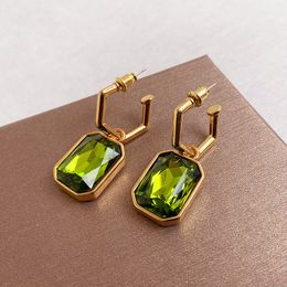 Fashion Luxury Retro Olive Green Crystal Earrings Women's Ear studs necklace Design jewelry E58766