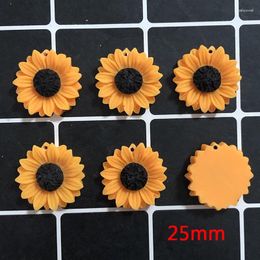 Charms 10pcs 25mm Yellow Flower Resin Cartoon Sunflower Earring Keychain Pendant Diy Jewelry Make
