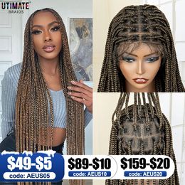 36 Inches Long Full Lace Synthetic Knotless Braided s with Baby Hair for Black Women Frontal Cornrow Braiding 240113