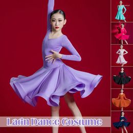 Stage Wear Children Latin Dance Dress Girls Mordern Ballroom Dresses Salsa Tango Skirt Practise Competition Performance Costume